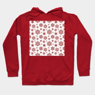 Large Dark Christmas Candy Apple Red Snowflakes on White Hoodie